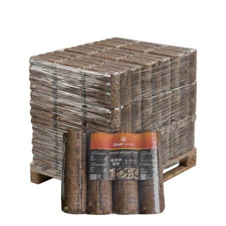 Giant Flames Holzbriketts rund, ohne Bindemittel – Palette 190 × 4,8 kg (912 kg)